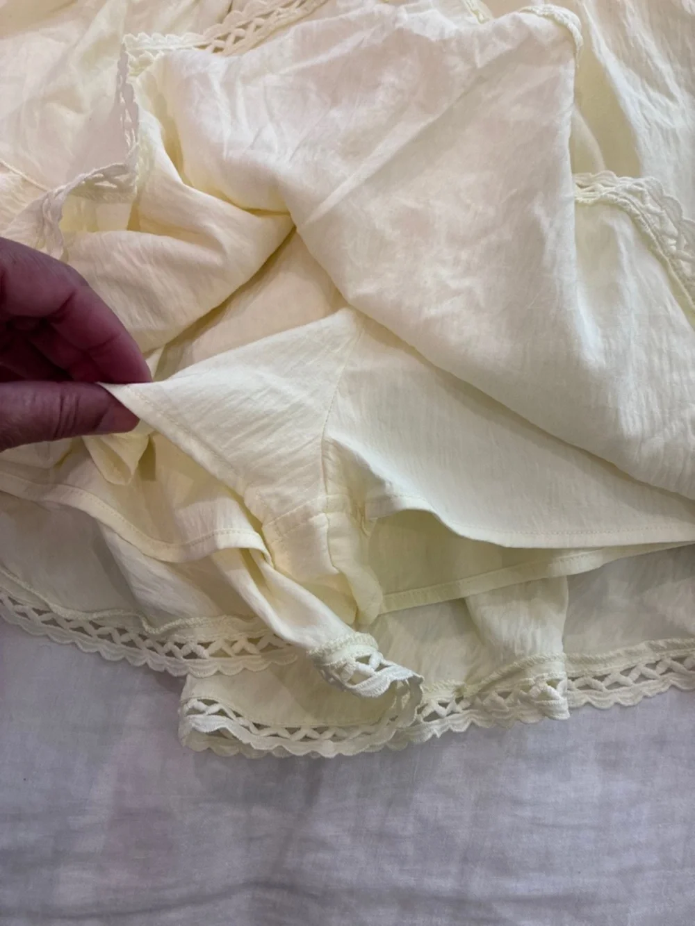 Source Unknown Yellow Tiered Lace-Trim‎ A-Line Skirt
